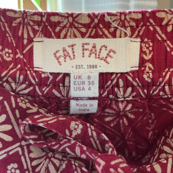 Fat Face Boho Folk Red Printed Tapered Pants | Women’s US 4 / UK 8 - Picture 2 of 9